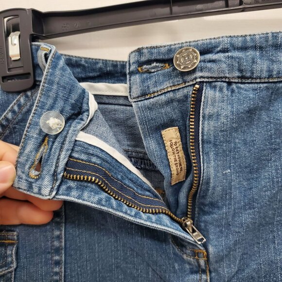 Ruff Hewn Women's Medium Wash Distressed Denim Maxi Long Pencil Jean Skirt Sz 10 - Picture 4 of 8